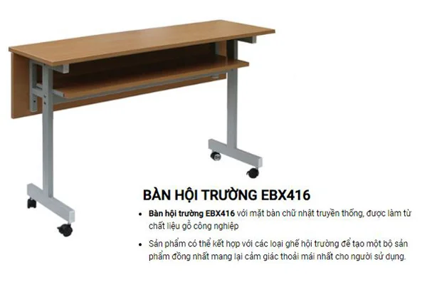 Bàn hội trường chân sắt Hoàng Phát giá rẻ tại Thành phố Hồ Chí Minh 6 Bàn hội trường chân sắt mặt gỗ CN EBX416