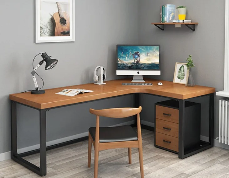 Bàn chữ L chân sắt cao cấp hiện đại