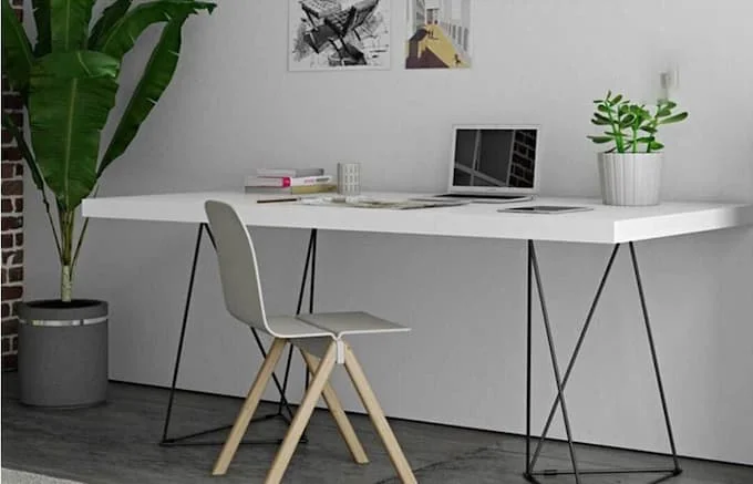 Mẫu bàn làm việc chân sắt sách tân tại Hoàng Phát