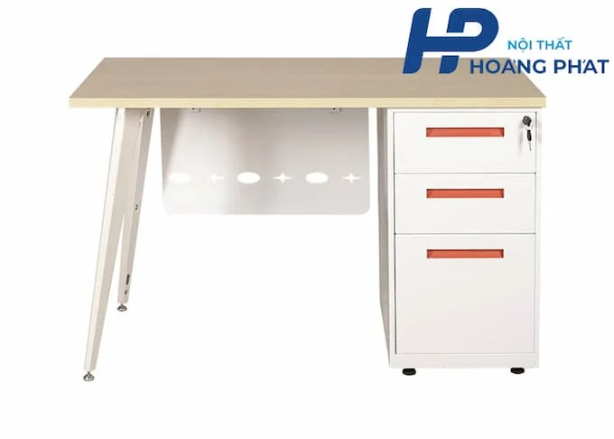 Bàn làm việc chân sắt có hộc hiện đại